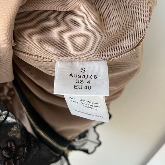 Bronx‎ & Banco Black Sheer Mesh Floral Embroidered Sheath Cocktail Dress Size 4 - Picture 8 of 10